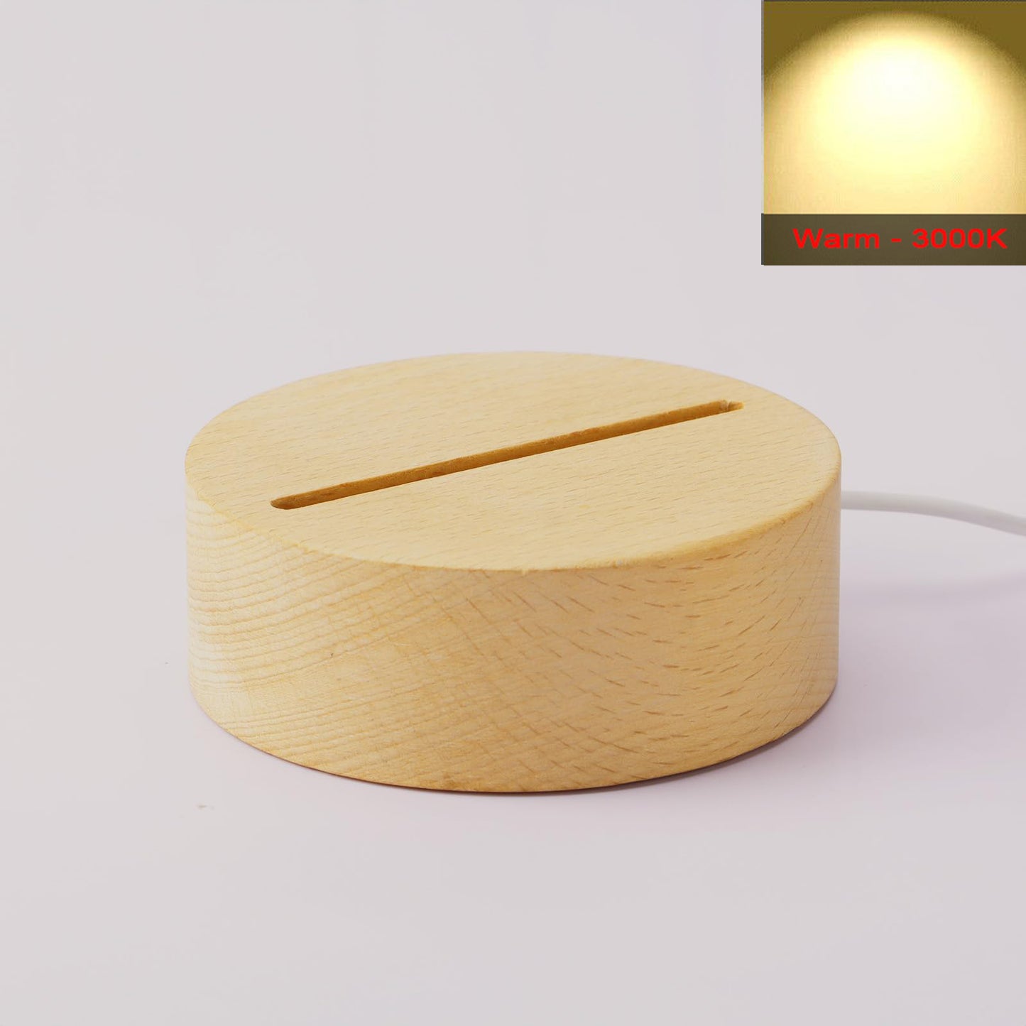 Wooden LED Lighted Base Stand, Round