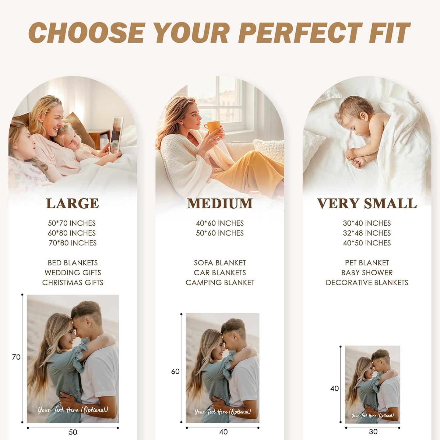 iDIY Personalised Blanket with Photo and Text - Ships Next Day - Customisable Blanket Photo Throw - Customised Gifts for Family and Couples - 1 photo
