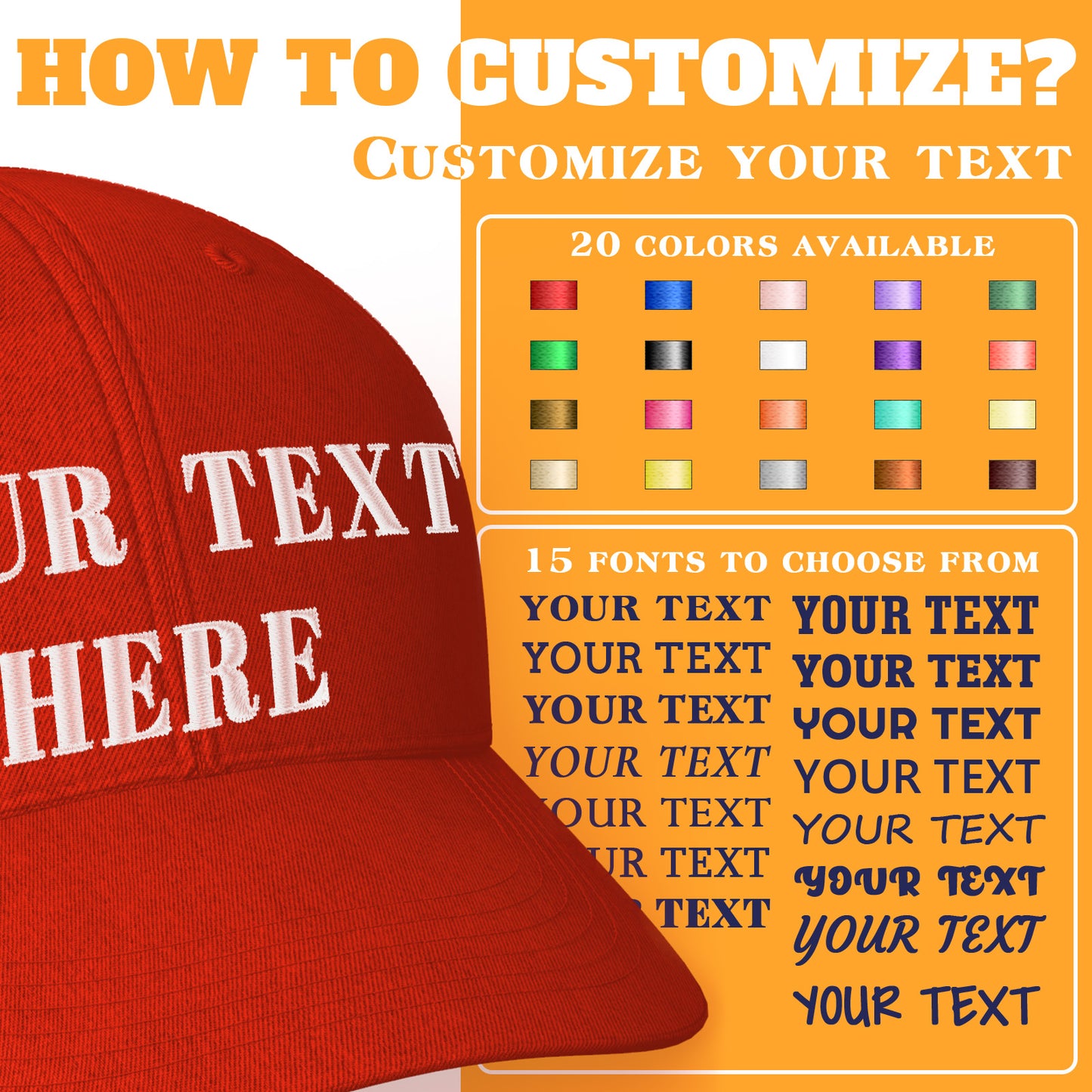 Custom Caps for Men & Women - Personalized Baseball Caps - High-Quality Canvas