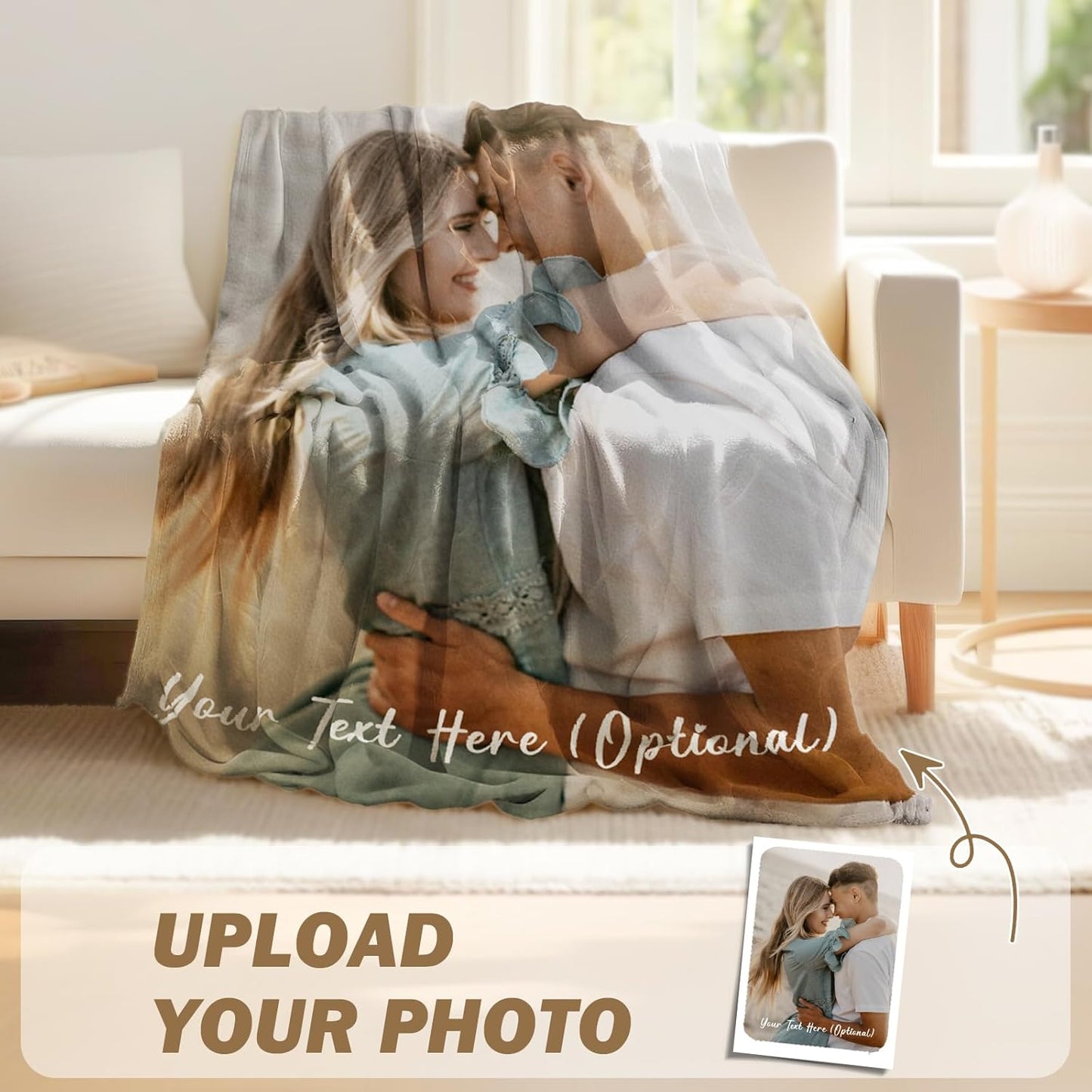 iDIY Personalised Blanket with Photo and Text - Ships Next Day - Customisable Blanket Photo Throw - Customised Gifts for Family and Couples - 1 photo