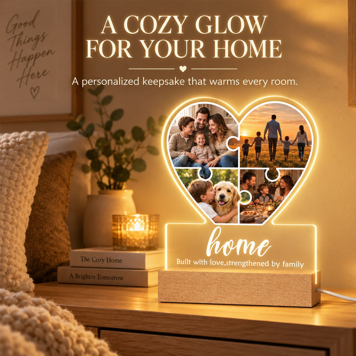Custom cardboard heart photo puzzle in cardboard, heart-shaped