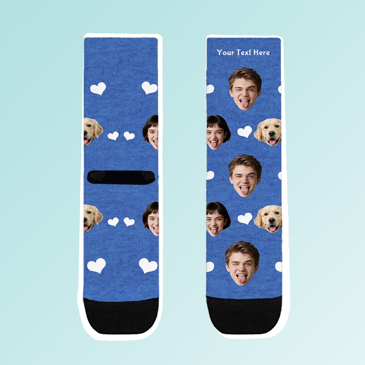 Custom pajama pants in soft brushed polyester, heart-shaped