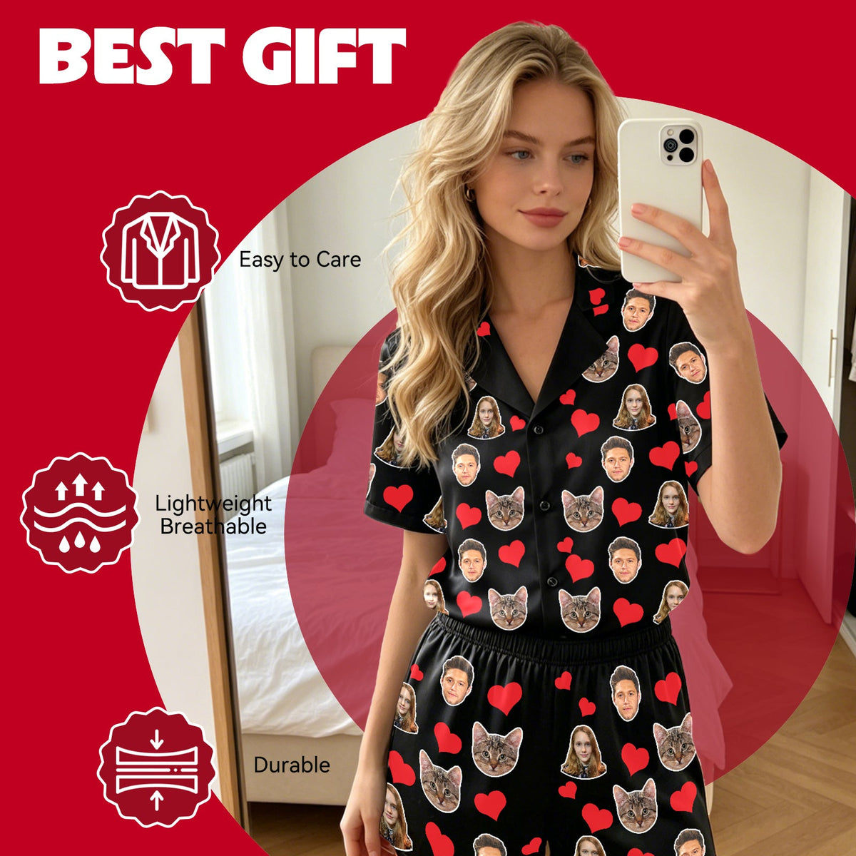Custom custom socks in stretch polyester knit, heart-shaped