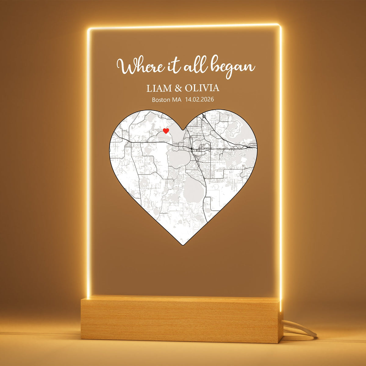 Custom music fridge magnet in cast acrylic, heart-shaped