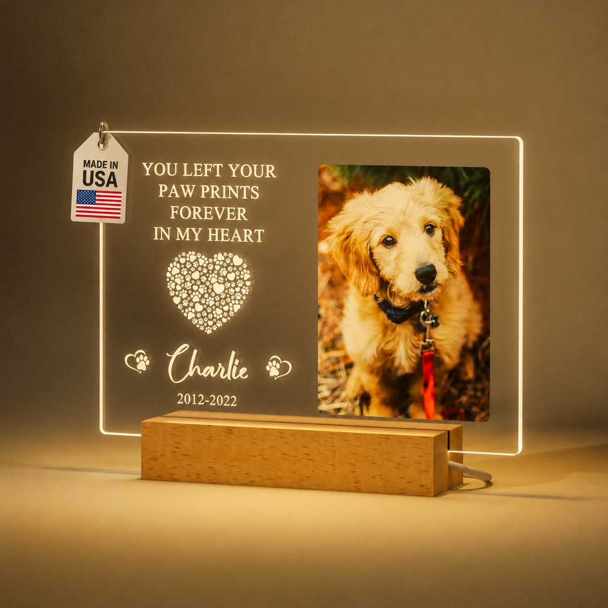 Custom night light in cast acrylic, landscape