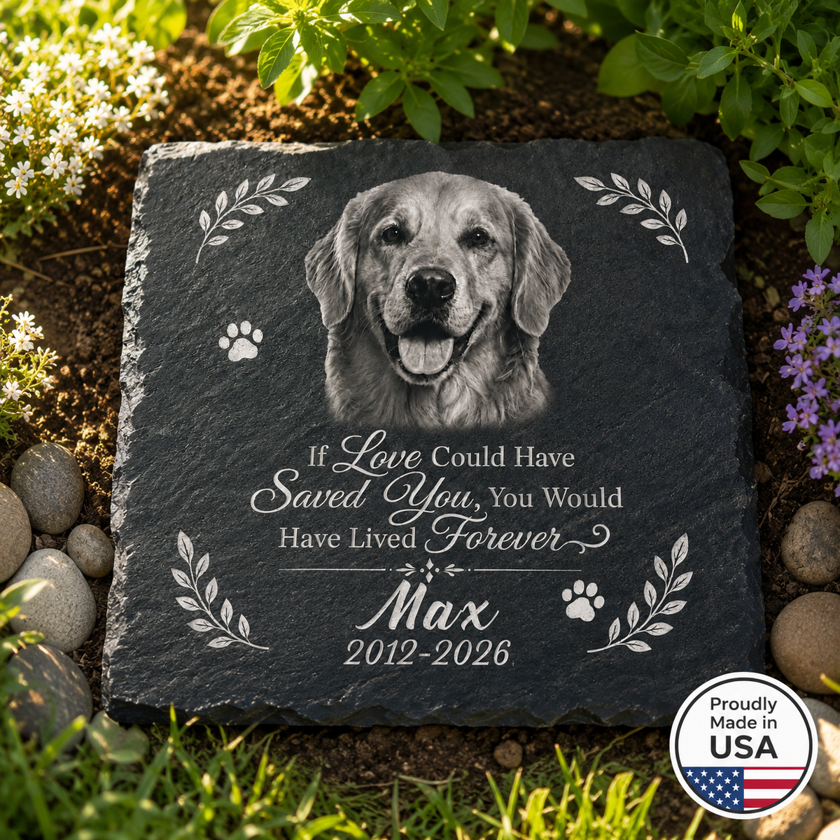 Custom square slate photo print in natural slate, square