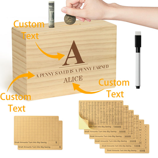 Personalized Money Banks: Custom Name Wooden Cash Boxes for Adults and Kids