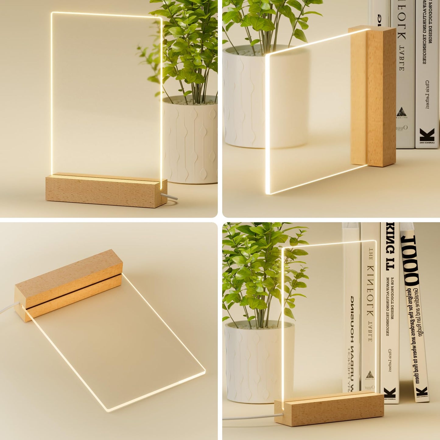 Wooden LED Rectangular Warm Night Light Base