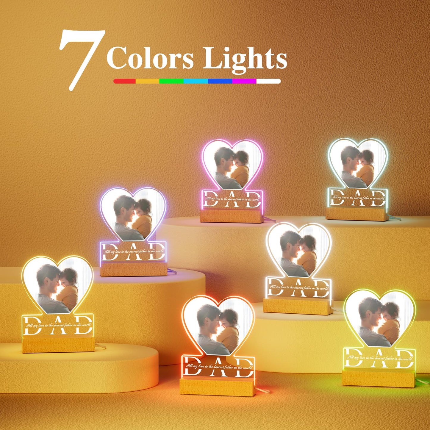 Father's Day Personalized Night Light with Photo and Text