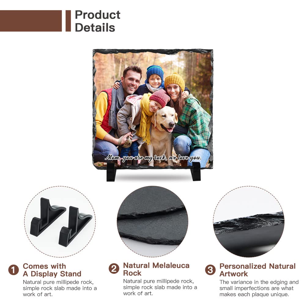 Custom Rock Slate Picture Frame - Image with Text