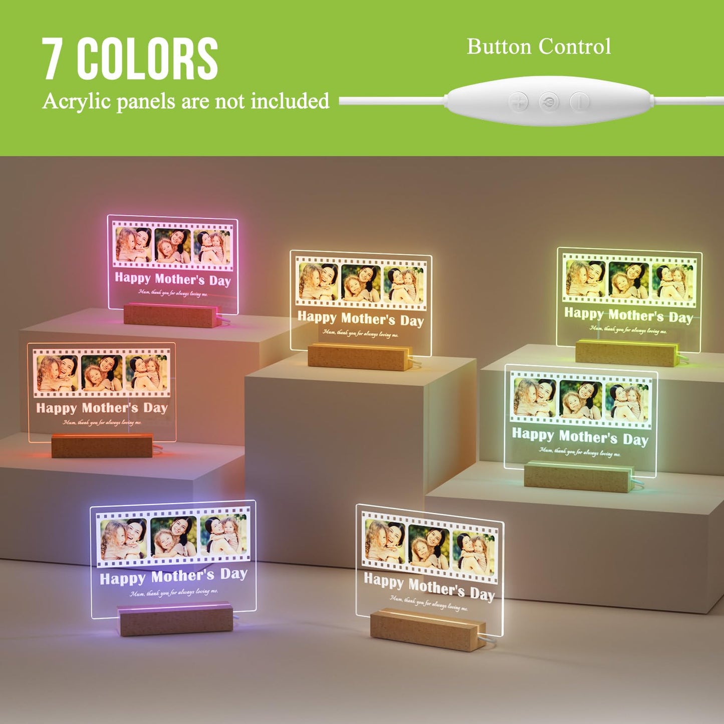 Wooden LED Rectangular Warm Night Light Base
