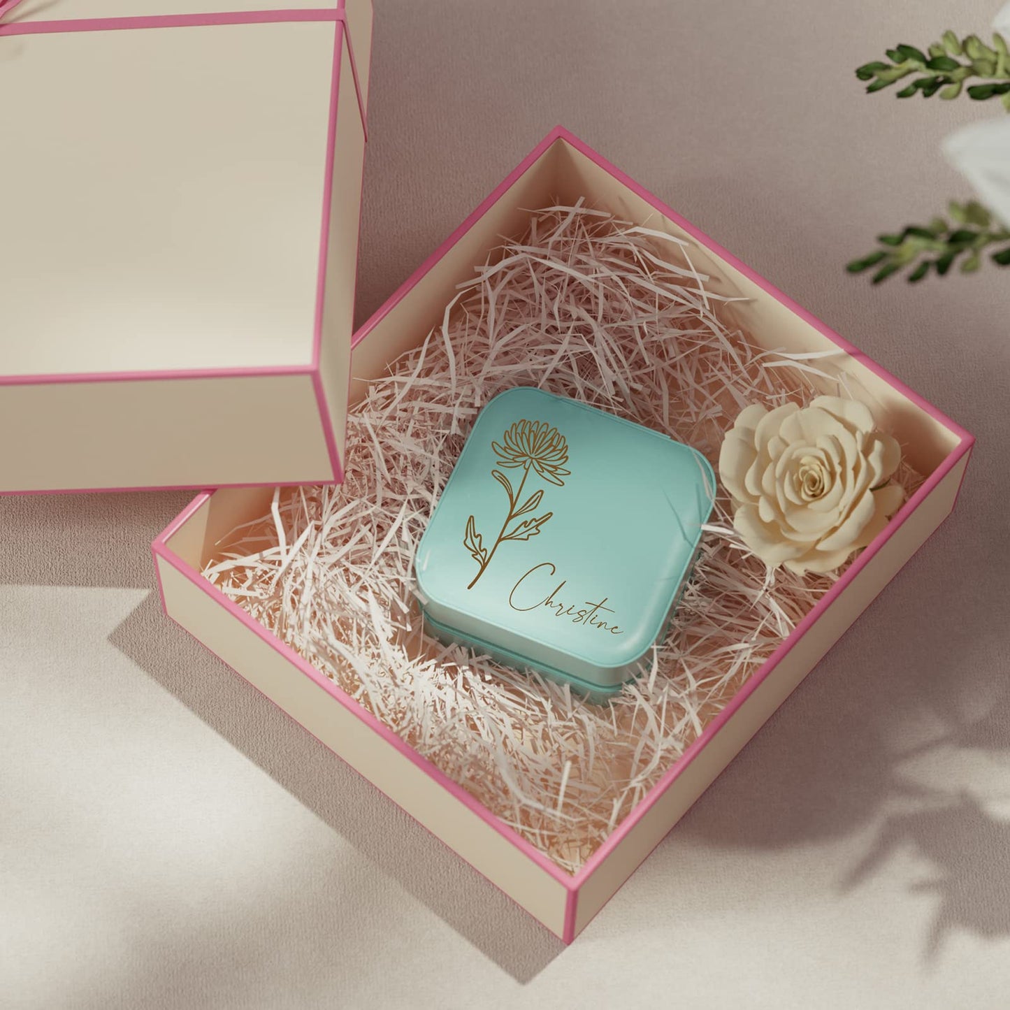 Custom Jewelry Box - Custom Name and Birthday Flowers