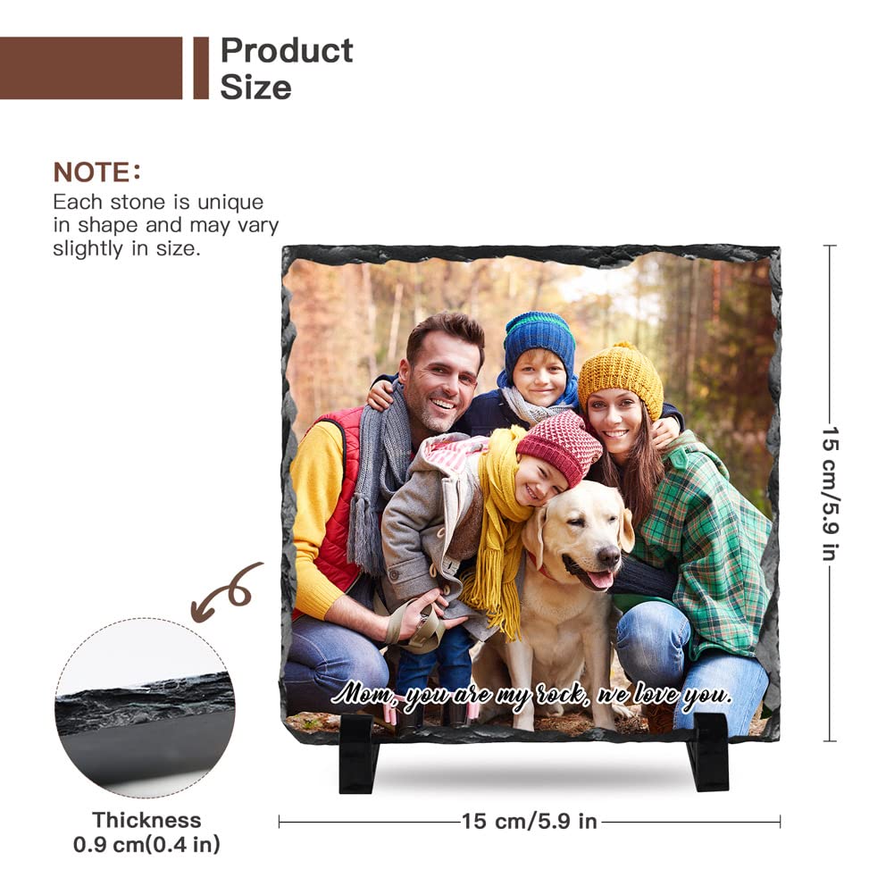 Custom Rock Slate Picture Frame - Image with Text