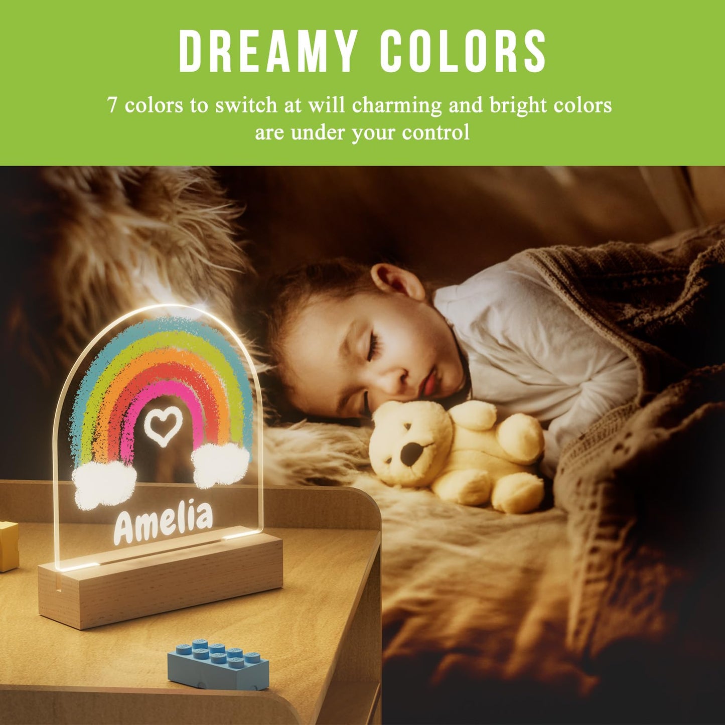 Wooden LED Rectangular Warm Night Light Base