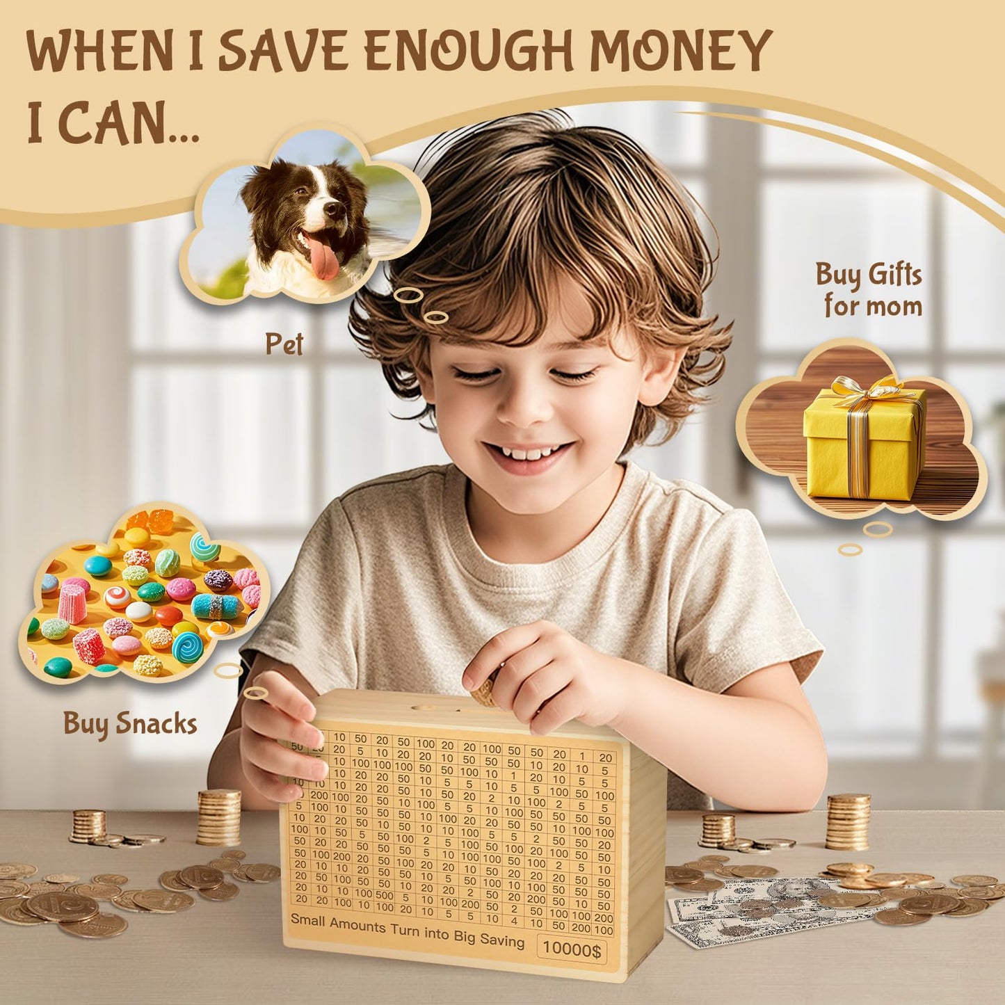 Personalized Money Banks: Custom Name Wooden Cash Boxes for Adults and Kids