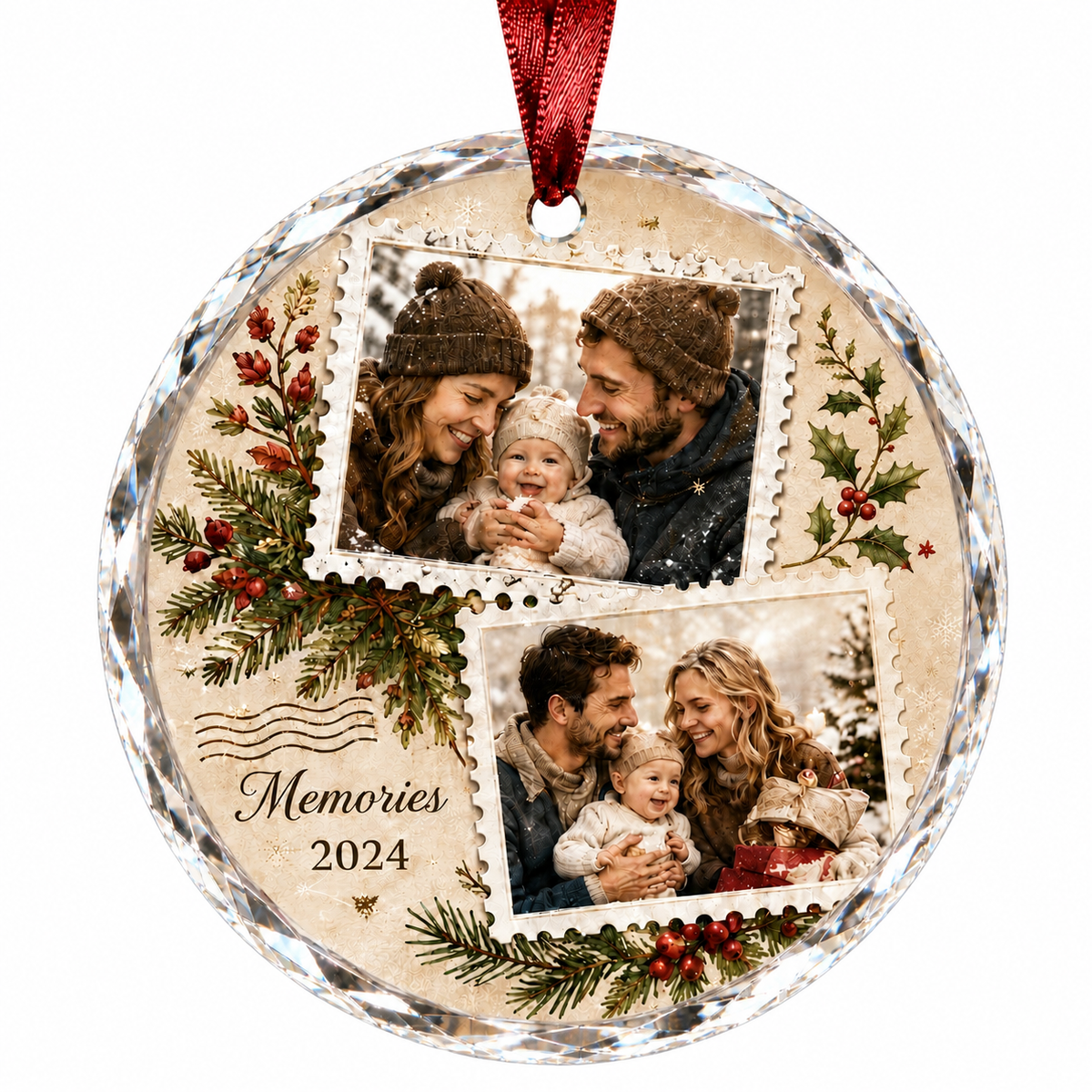 Custom crystal christmas ornament in polished glass