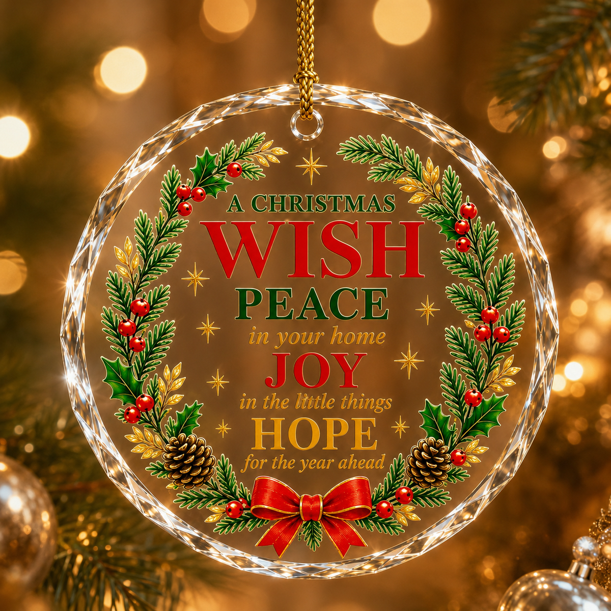 Custom ceramic round christmas ornament in glazed ceramic, round