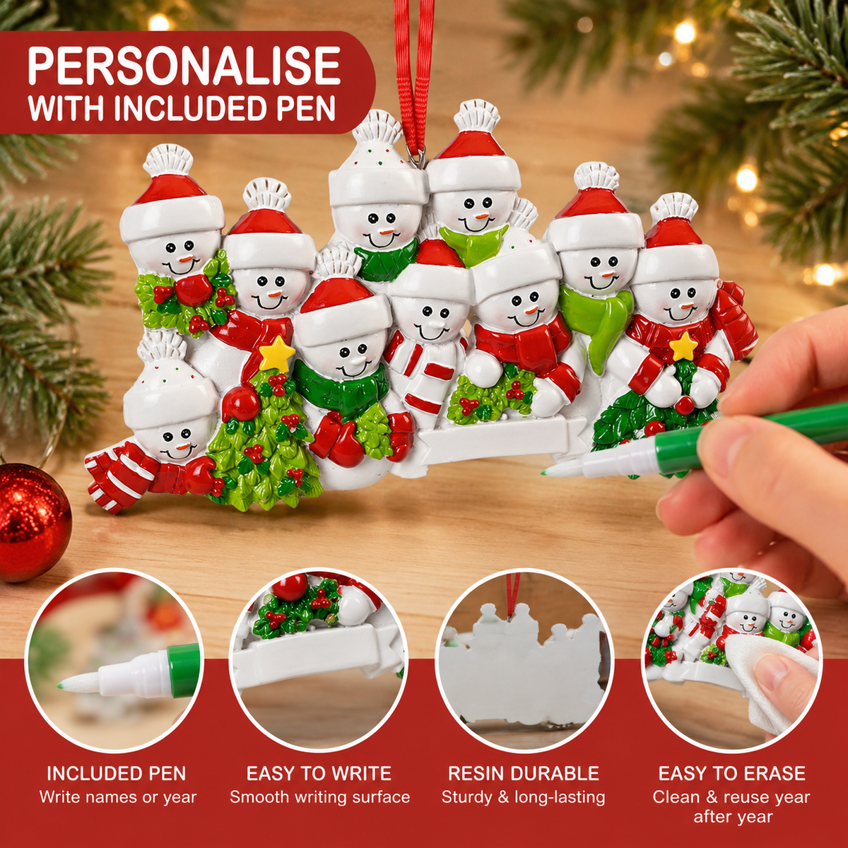 Custom resin christmas ornament in hand-painted resin