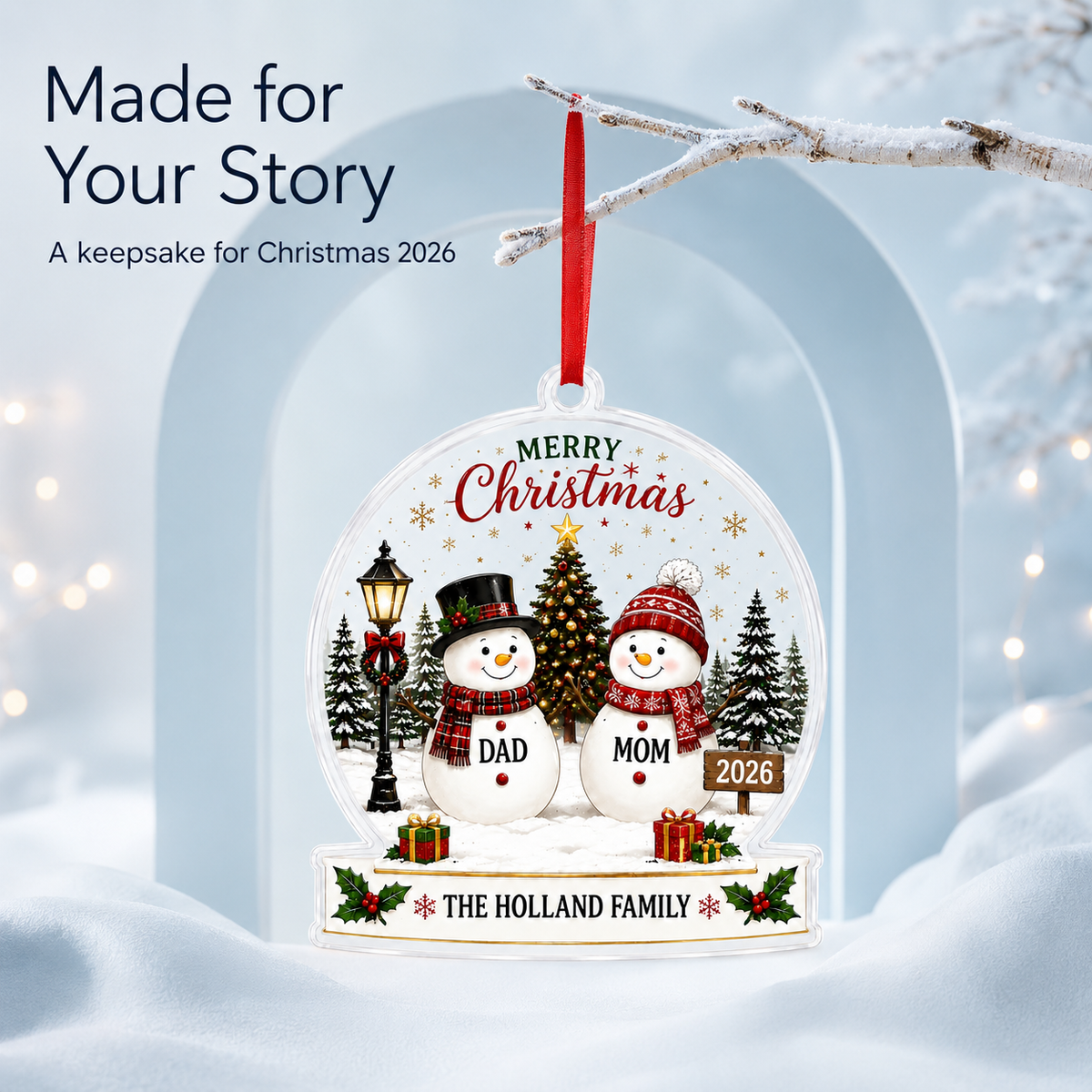 Custom acrylic christmas ornament in cast acrylic