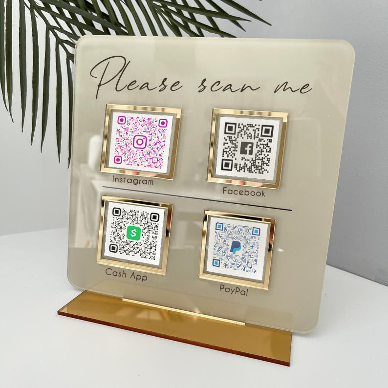 Personalized 4 QR Code Sign Business Payment & Social Media Sign