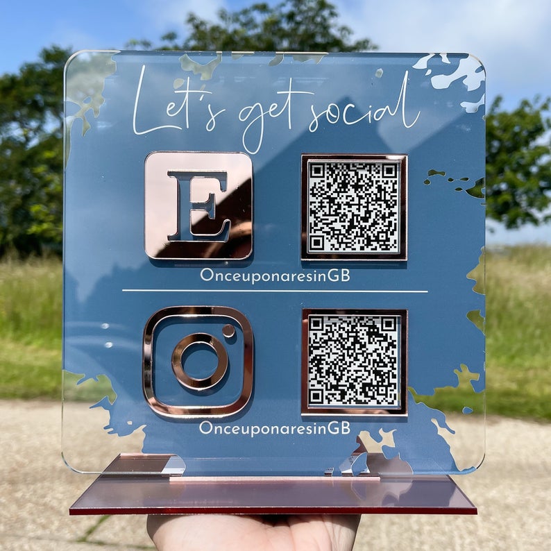 Personalized Double QR Code Business Social Media Sign