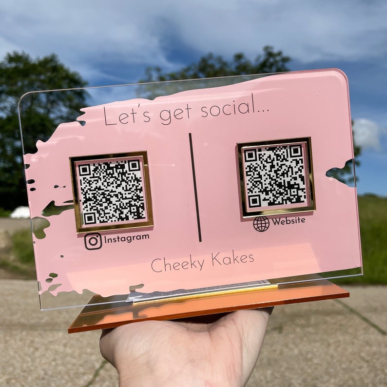 Personalized Double QR Code Business Social Media Sign