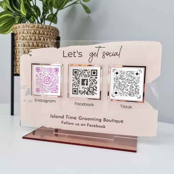 Personalized Instagram Facebook Tiktok Multi Social QR Code Sign For Pup Up Shop