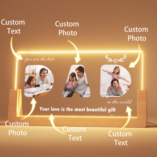 Acrylic Dad Plaque with Photo and Text, 8.7x4.7 inches