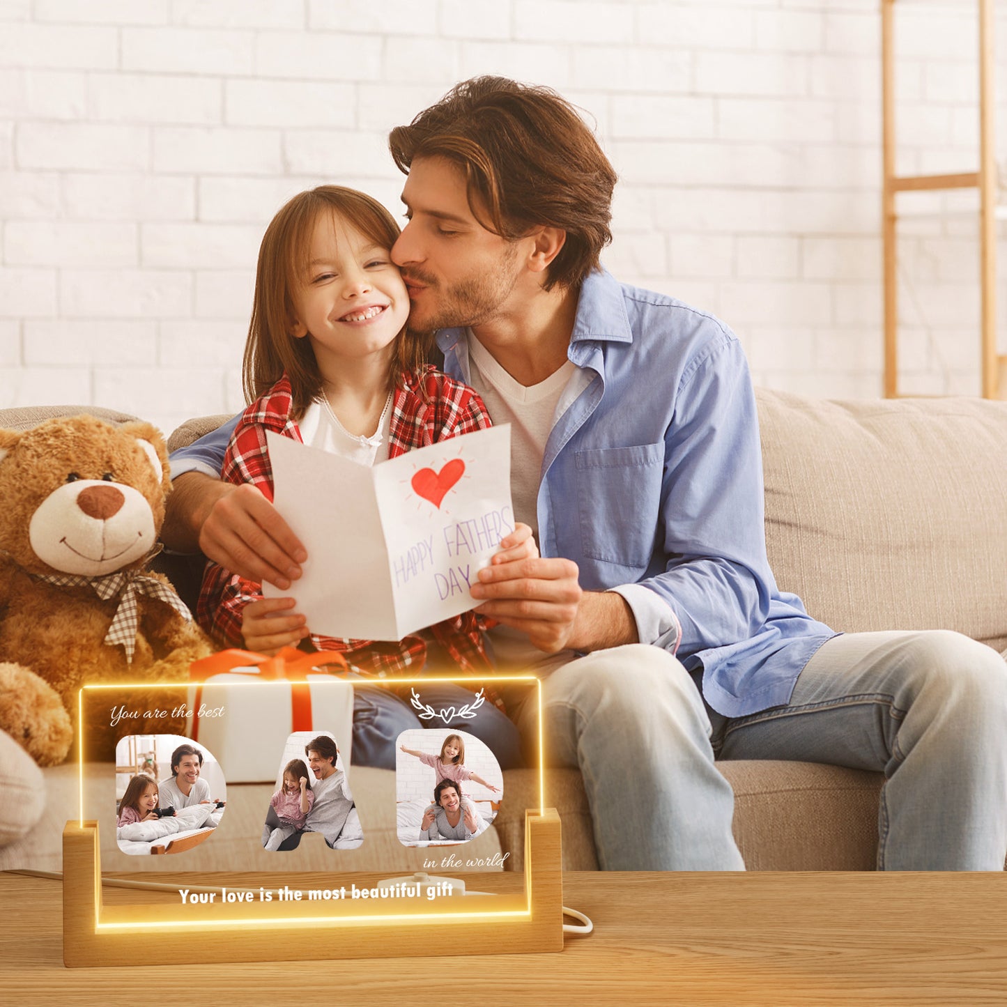 Acrylic Dad Plaque with Photo and Text, 8.7x4.7 inches