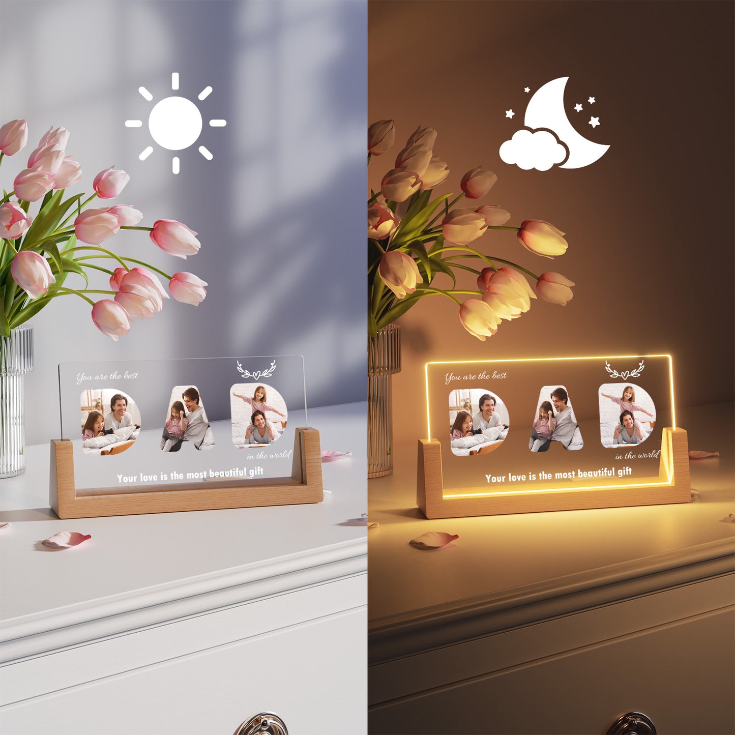 Acrylic Dad Plaque with Photo and Text, 8.7x4.7 inches
