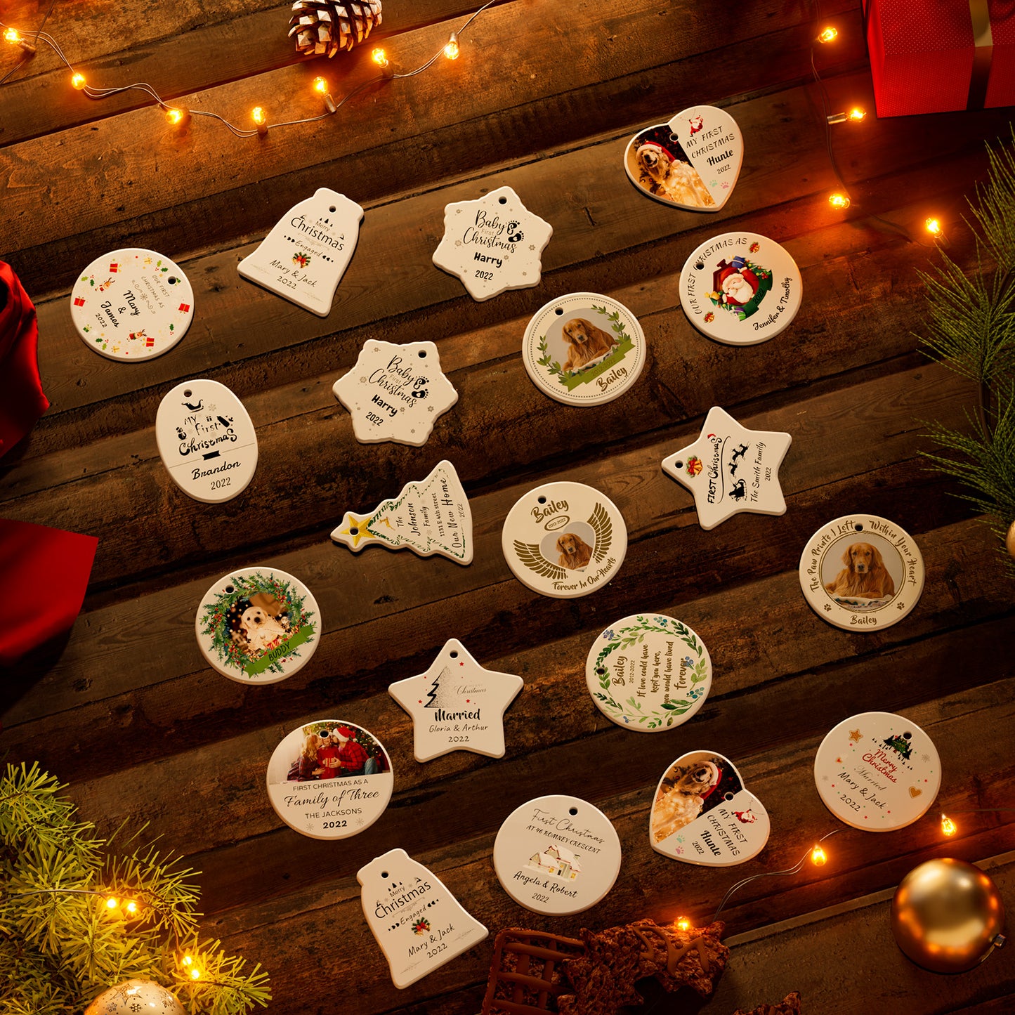 Personalized Dog Memorial Christmas Ornaments