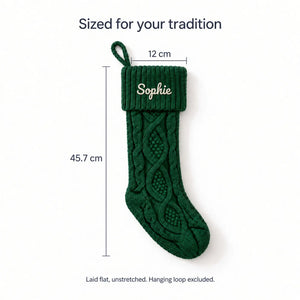 Personalized Green Knit Christmas Stocking with Name