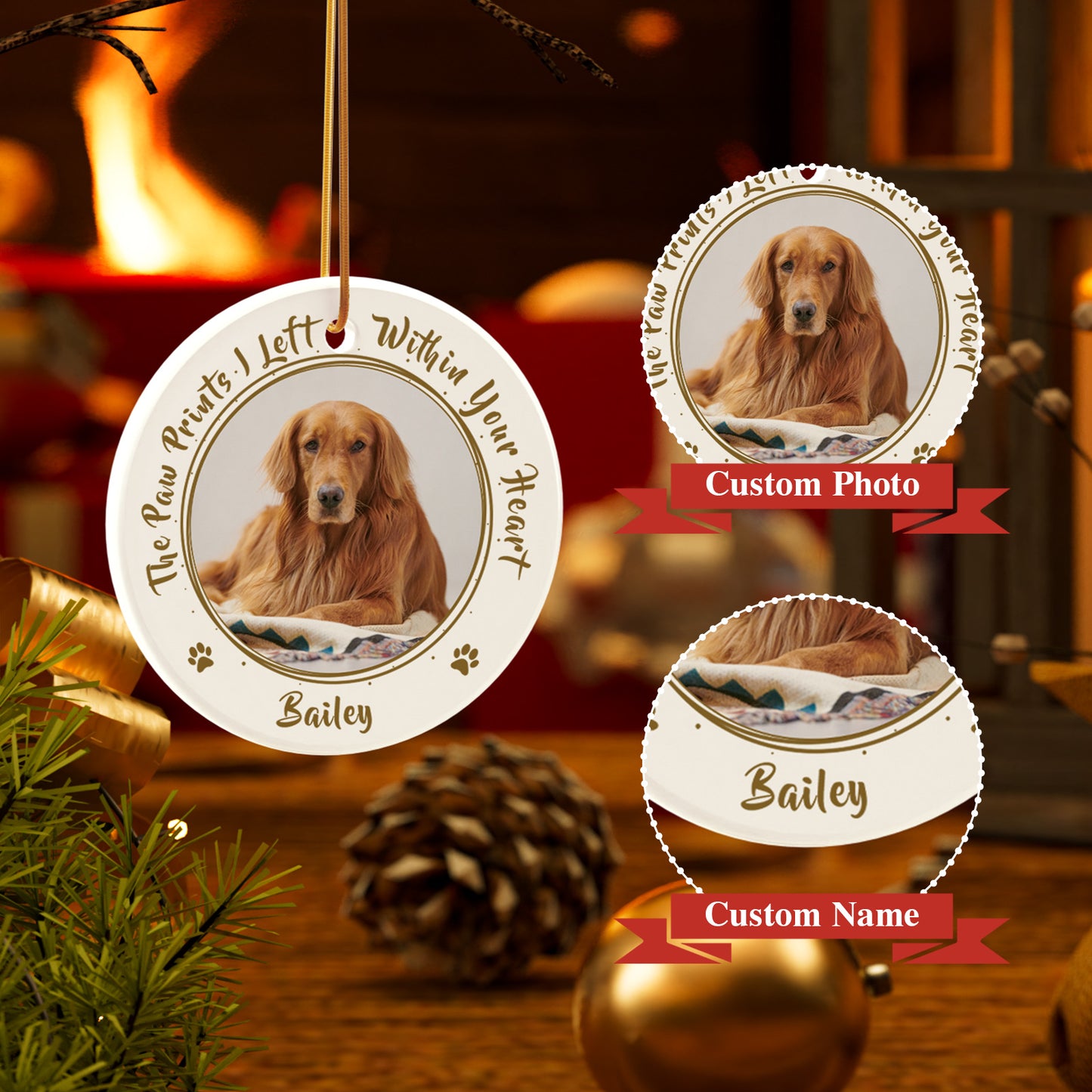 Personalized Dog Memorial Christmas Ornaments