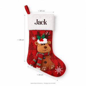 Personalized Reindeer Christmas Stocking with Embroidered Name