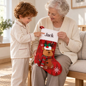 Personalized Reindeer Christmas Stocking with Embroidered Name