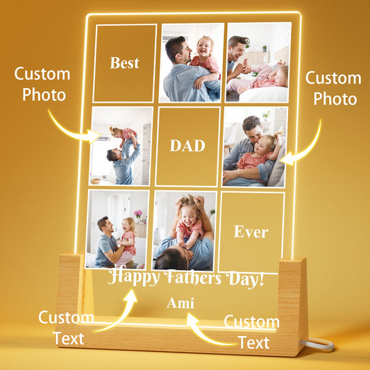 Personalized Father's Day gift: Customized picture and text night light