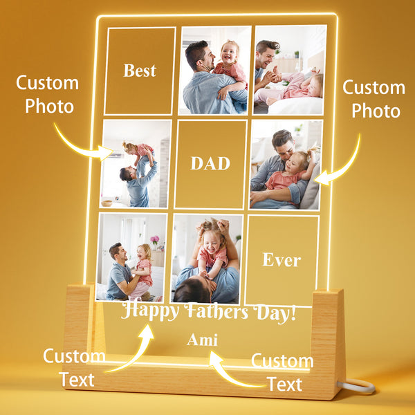 Personalized Father's Day gift: Customized picture and text night light