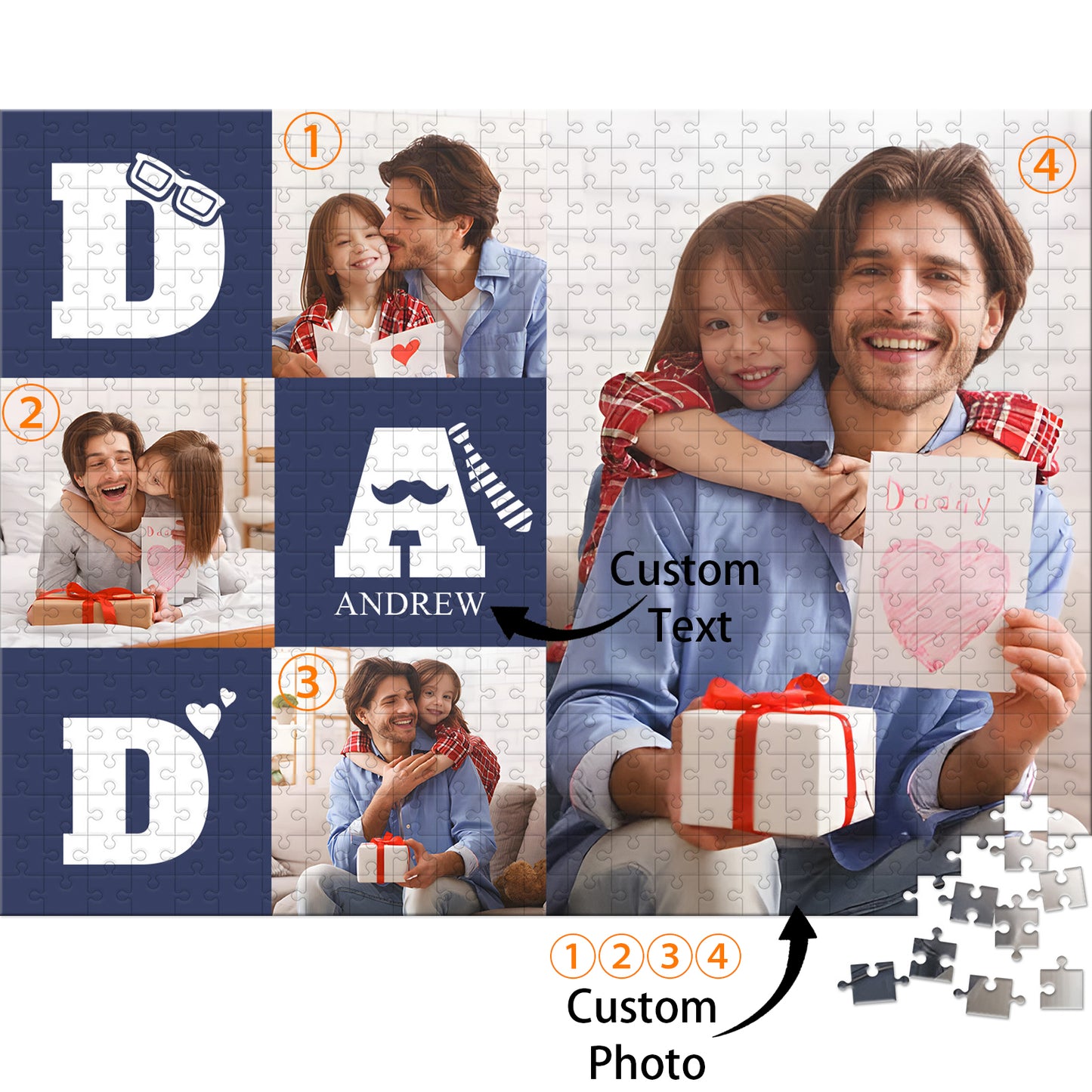 Personalized custom puzzles with picture names - 300, 500, 1000 pieces