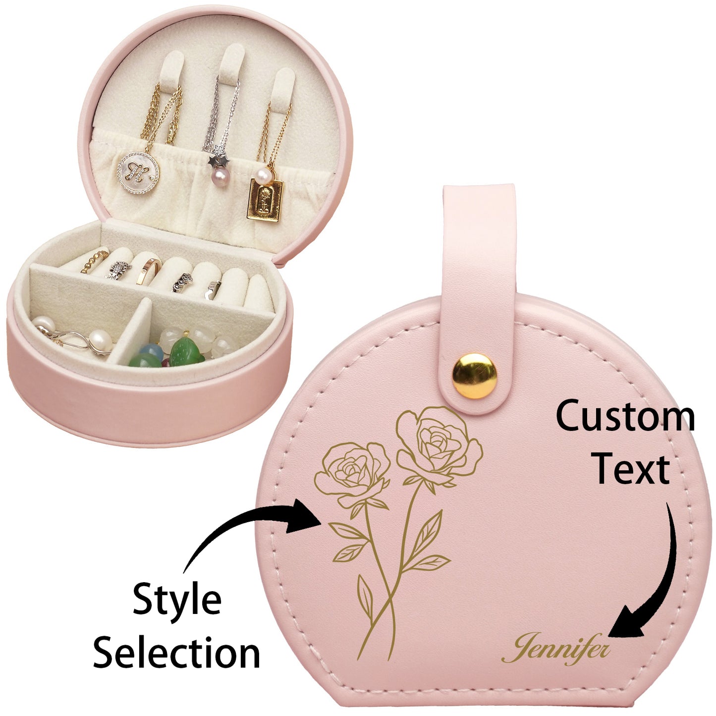 Personalized ladies, monogrammed, text custom jewelry box