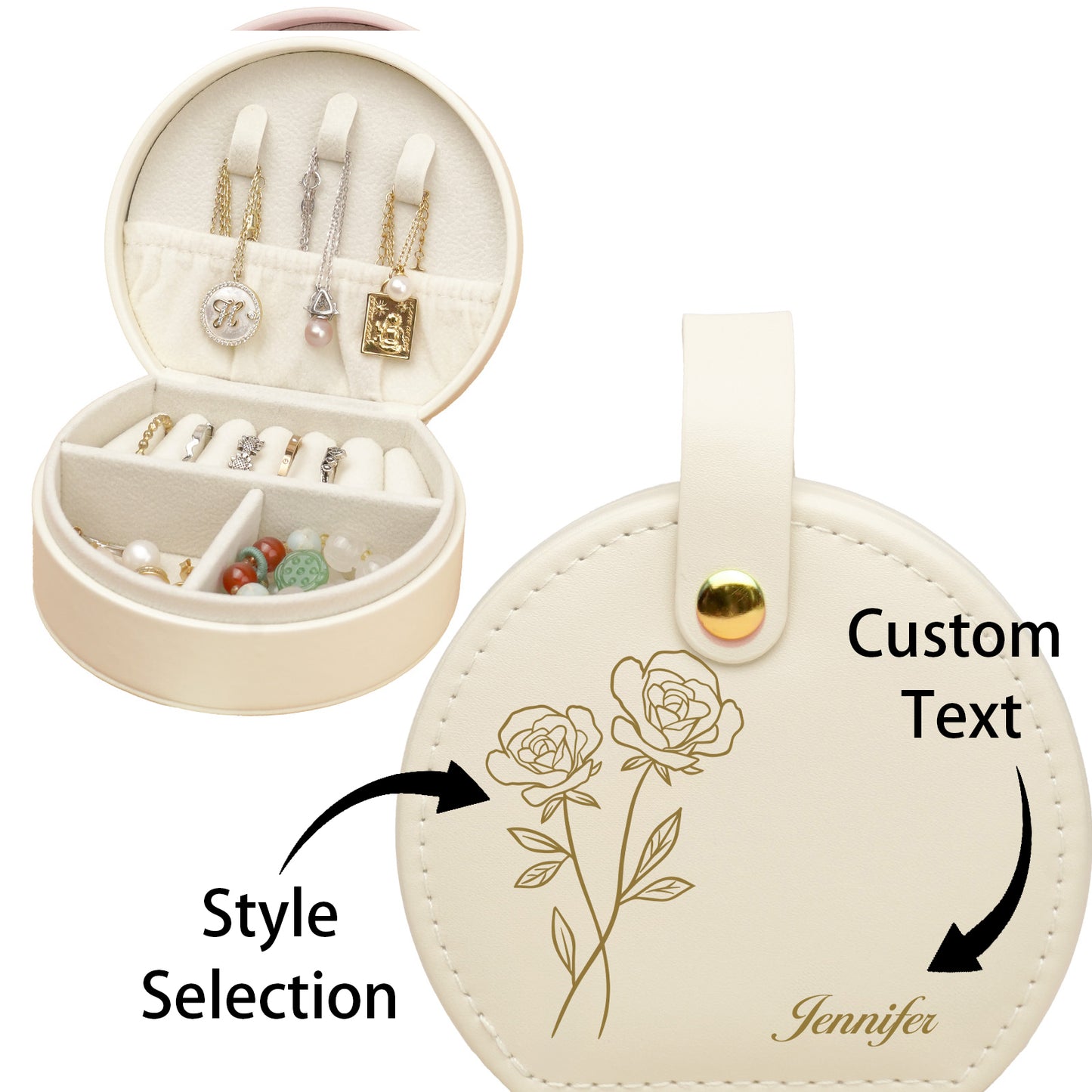 Personalized ladies, monogrammed, text custom jewelry box