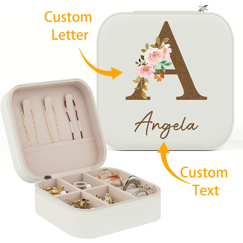 Personalized monogrammed jewelry box with initials and name