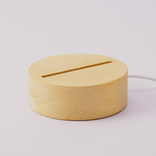 Wooden LED Lighted Base Stand, Round