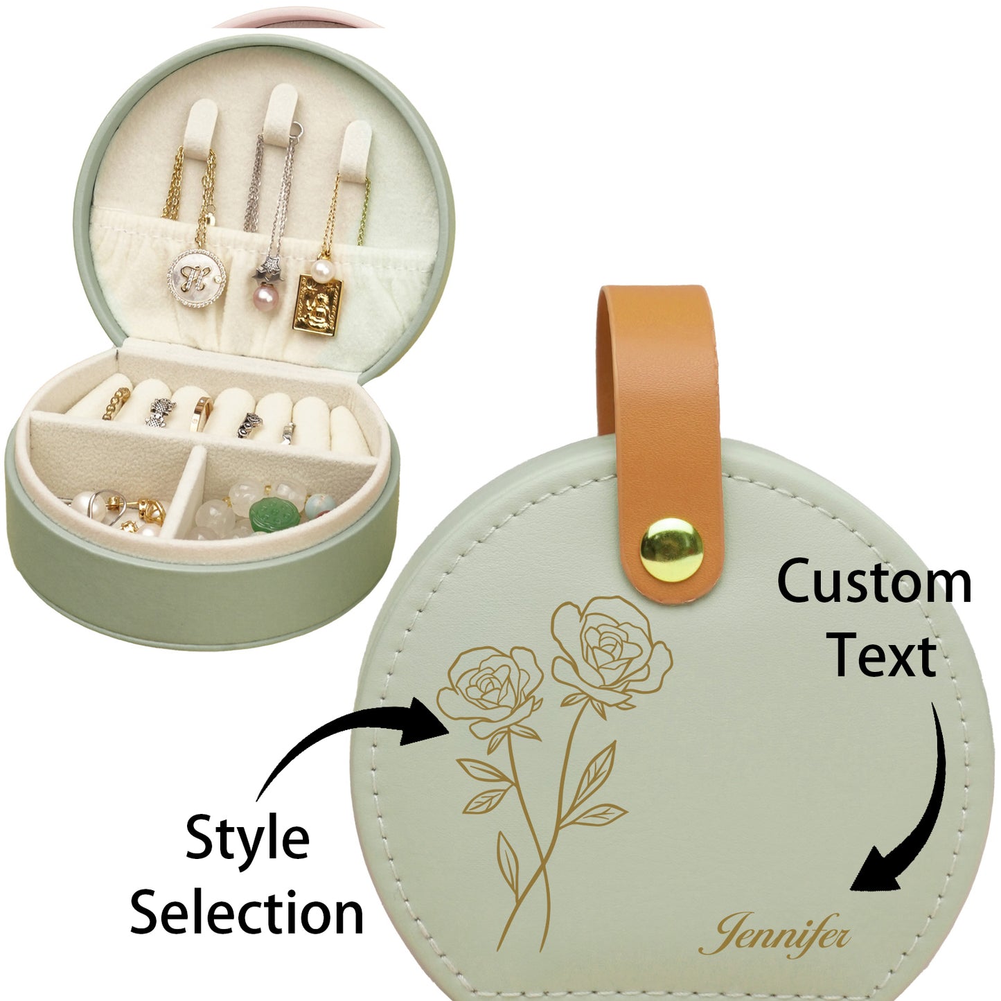 Personalized ladies, monogrammed, text custom jewelry box