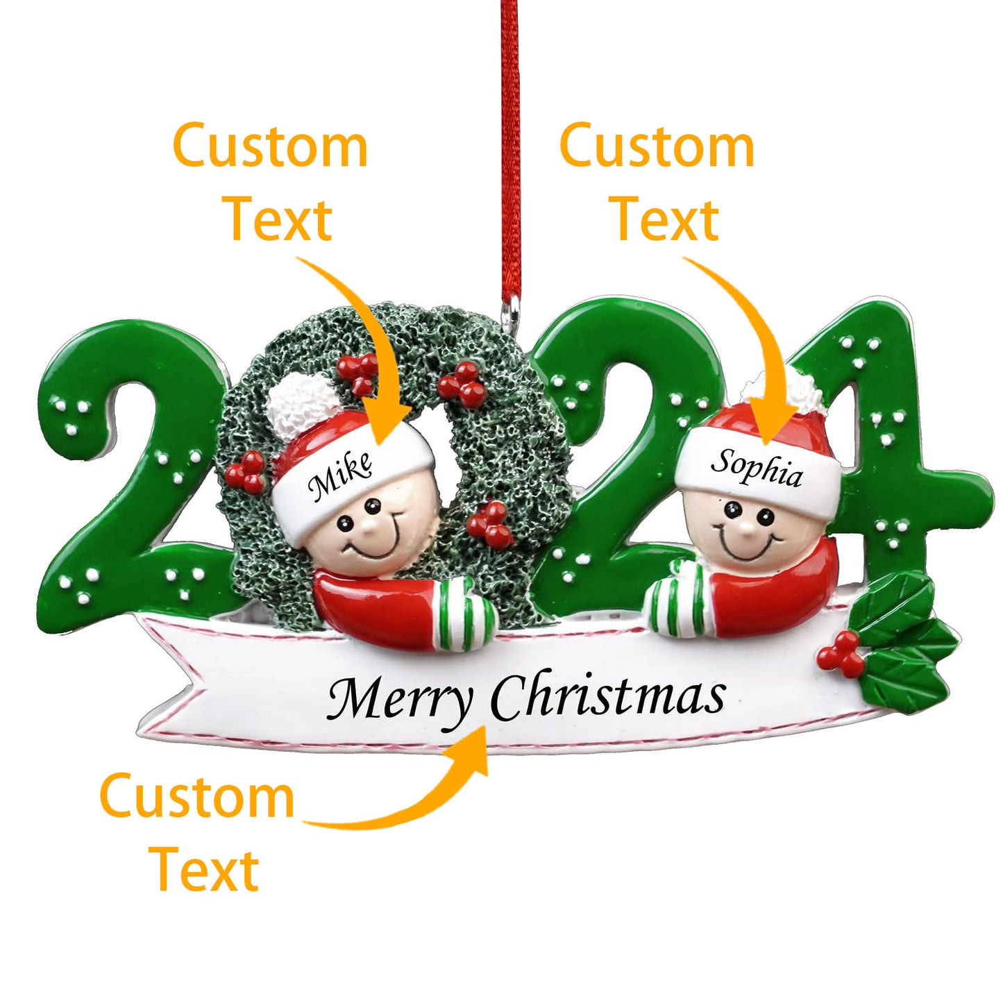 2024 Personalized Family Christmas Ornaments - Personalized Christmas Ornaments Family of 2/3/4/5/6, Family Customized Ornaments for Christmas Decorations with Name Snowman Wreath