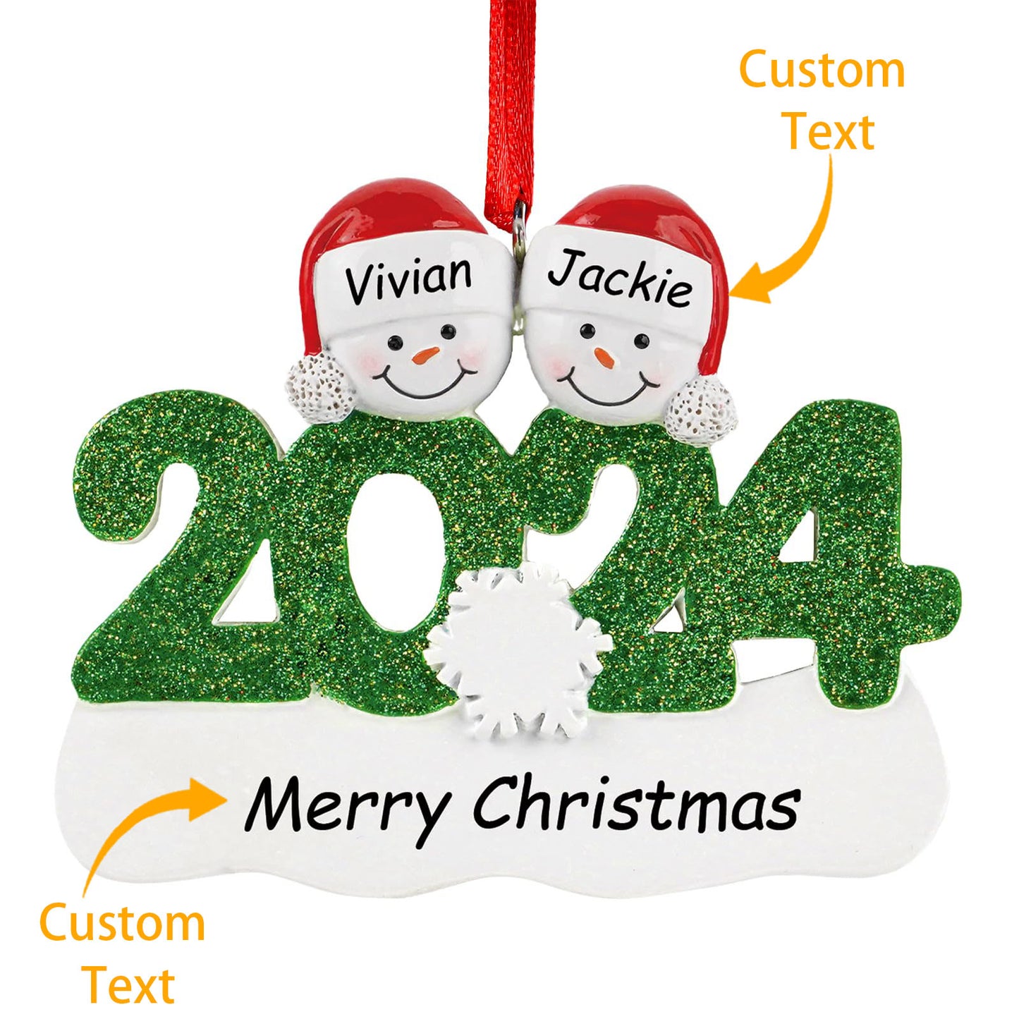 Personalized Family Christmas Ornaments 2024 - Snowman Family of 2,3,4,5,6 Christmas Ornaments, Decorative Hanging Ornaments for Christmas Tree, Xmas Gifts for Mom Grandma