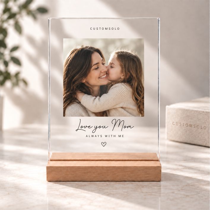 Personalized Acrylic Photo Block for Mom — For the photo she carried in her purse. personalized photo keepsake for mom, custom photo gift, memorial gift, anniversary gift, made with your photo and name.