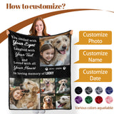 Custom Personalized Bereaved Dog Memorial Blanket with Text Image, 6 Photos