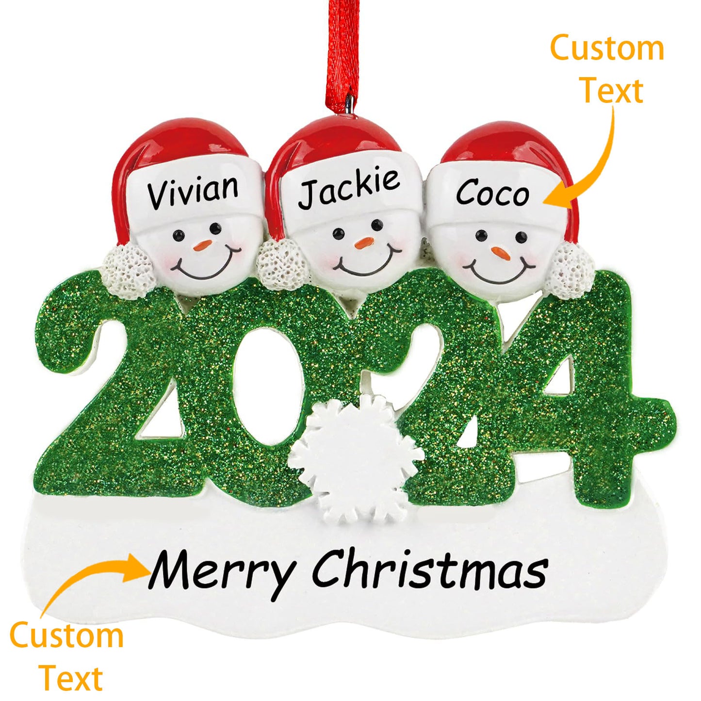 Personalized Family Christmas Ornaments 2024 - Snowman Family of 2,3,4,5,6 Christmas Ornaments, Decorative Hanging Ornaments for Christmas Tree, Xmas Gifts for Mom Grandma