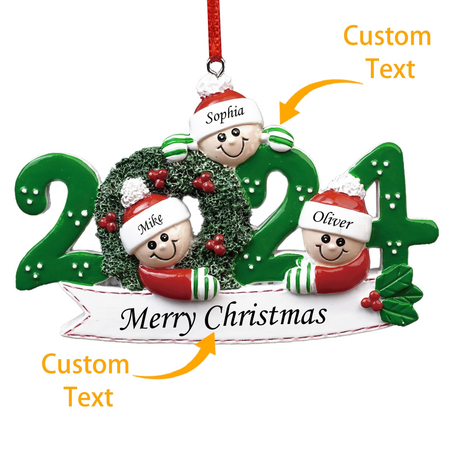 2024 Personalized Family Christmas Ornaments - Personalized Christmas Ornaments Family of 2/3/4/5/6, Family Customized Ornaments for Christmas Decorations with Name Snowman Wreath