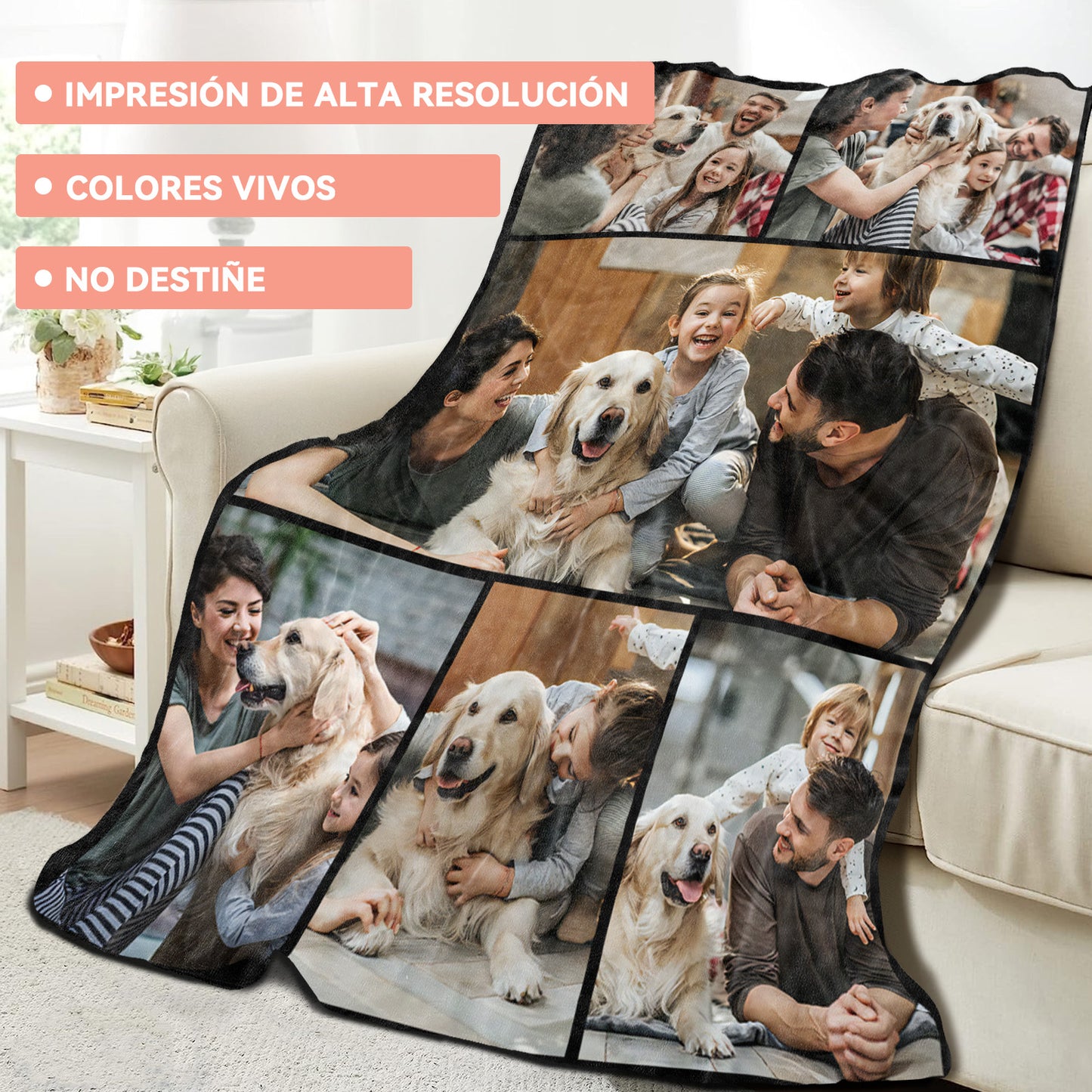Custom Personalized Blanket with Photo, 6 Photos